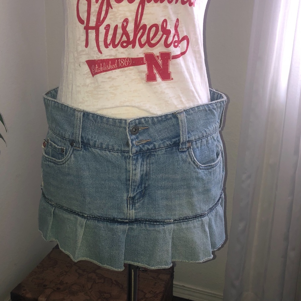 Jean Skirt with Ruffle Embellishment